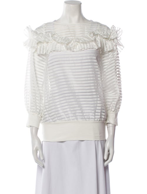 Anne Fontaine Off-The-Shoulder Three-Quarter Sleeve Blouse