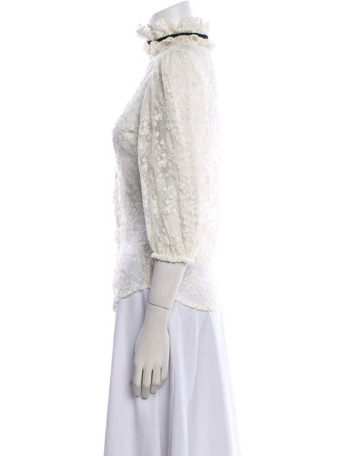 Anne Fontaine Lace Pattern Mock Neck Blouse