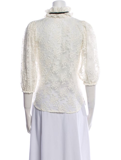Anne Fontaine Lace Pattern Mock Neck Blouse