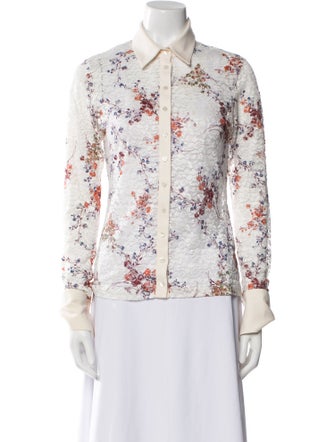 Anne Fontaine Floral Print Long Sleeve Button-Up Top