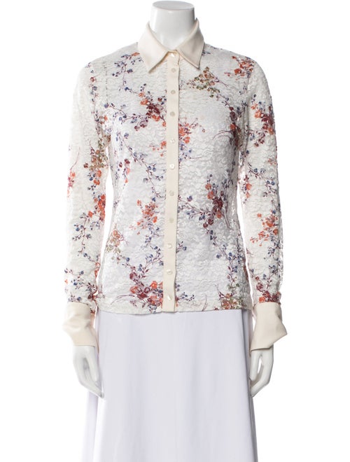 Anne Fontaine Floral Print Long Sleeve Button-Up Top