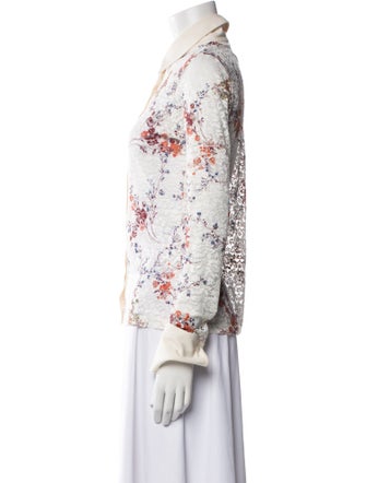 Anne Fontaine Floral Print Long Sleeve Button-Up Top