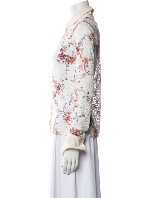 Anne Fontaine Floral Print Long Sleeve Button-Up Top