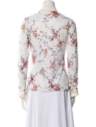 Anne Fontaine Floral Print Long Sleeve Button-Up Top