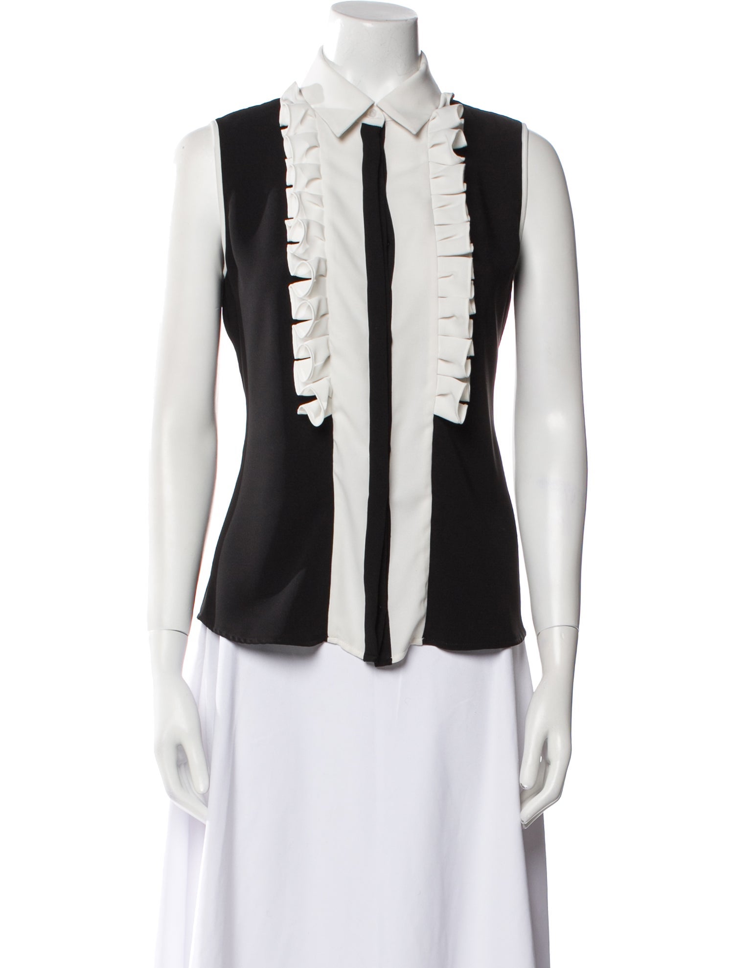 Anne Fontaine Colorblock Pattern Sleeveless Button-Up Top