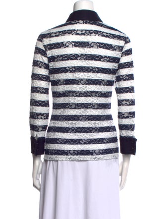 Anne Fontaine Printed Three-Quarter Sleeve Button-Up Top