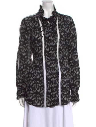 Anne Fontaine Printed Long Sleeve Button-Up Top