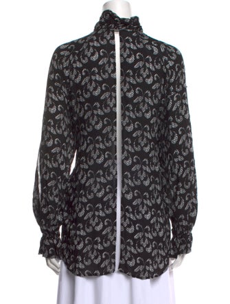 Anne Fontaine Printed Long Sleeve Button-Up Top