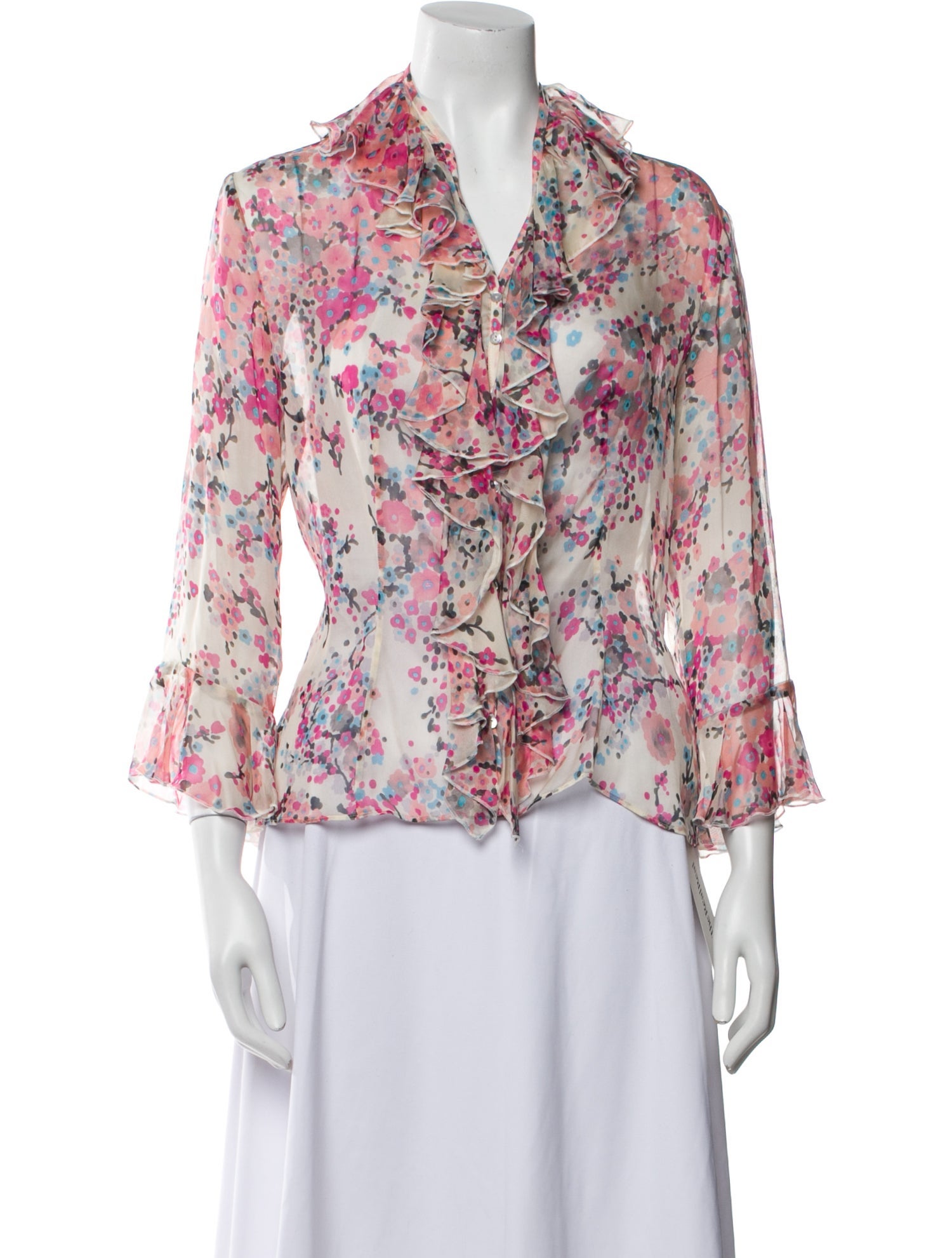 Anne Fontaine Silk Floral Print Blouse