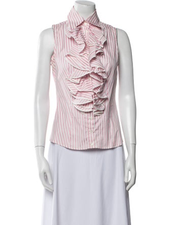 Anne Fontaine Striped Sleeveless Button-Up Top