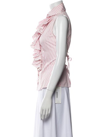 Anne Fontaine Striped Sleeveless Button-Up Top