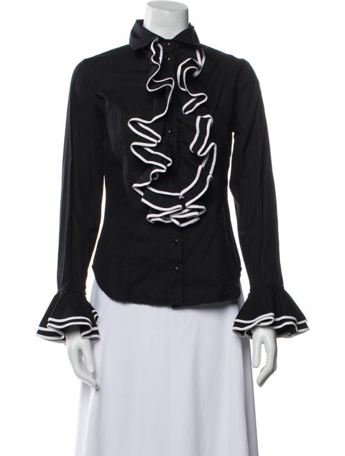 Anne Fontaine Striped Mock Neck Blouse