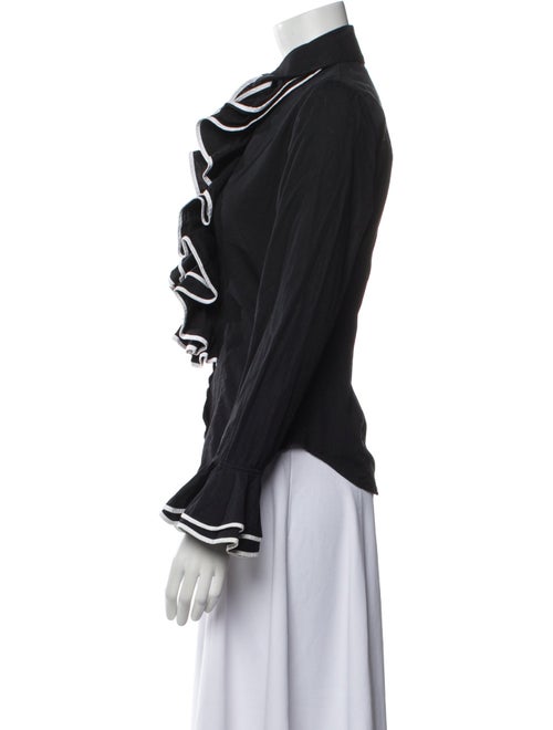 Anne Fontaine Striped Mock Neck Blouse