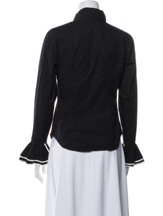 Anne Fontaine Striped Mock Neck Blouse