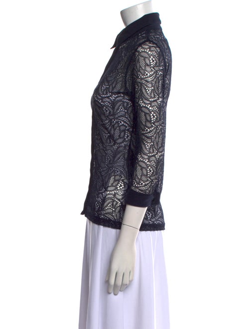 Anne Fontaine Lace Pattern Three-Quarter Sleeve Top