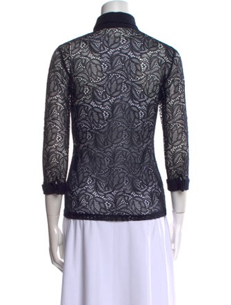 Anne Fontaine Lace Pattern Three-Quarter Sleeve Top