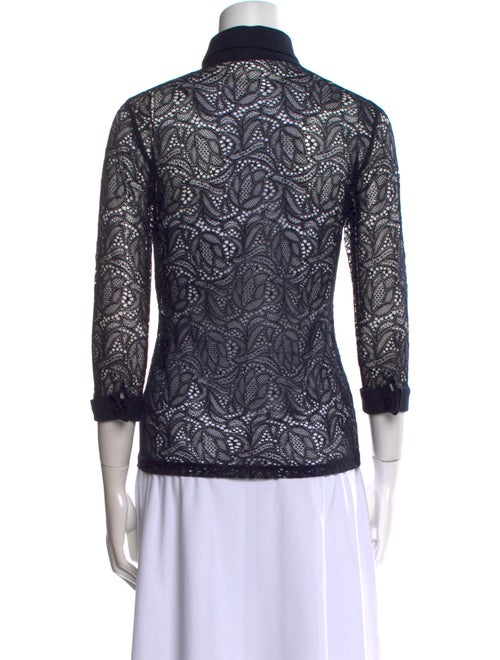 Anne Fontaine Lace Pattern Three-Quarter Sleeve Top