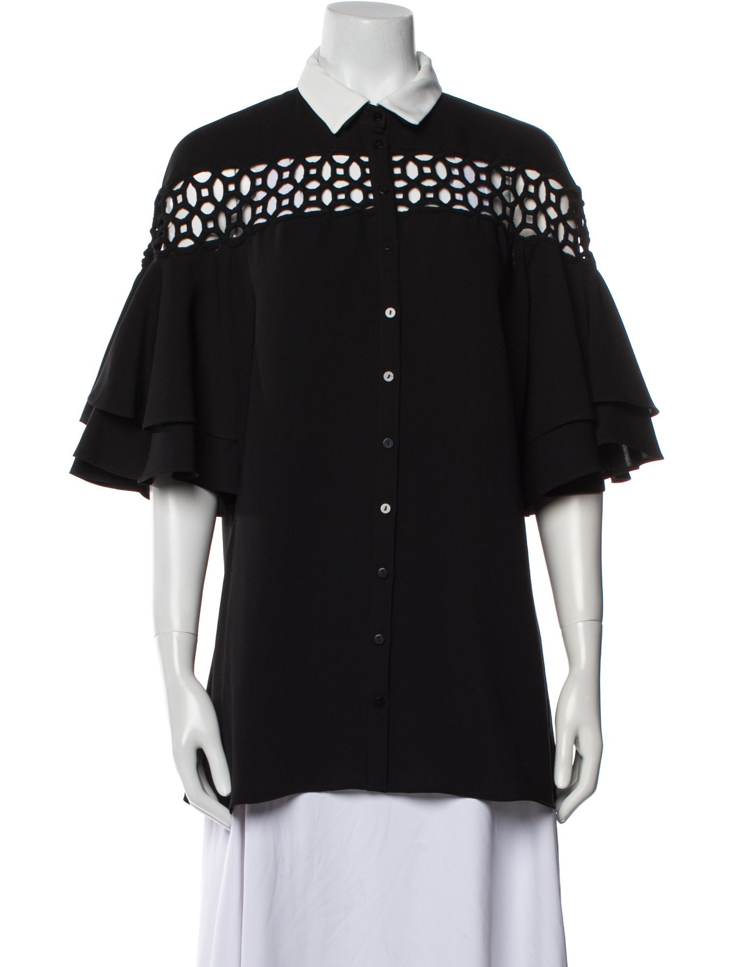 Anne Fontaine Short Sleeve Button-Up Top