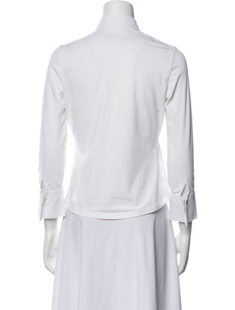 Anne Fontaine Printed Three-Quarter Sleeve Button-Up Top