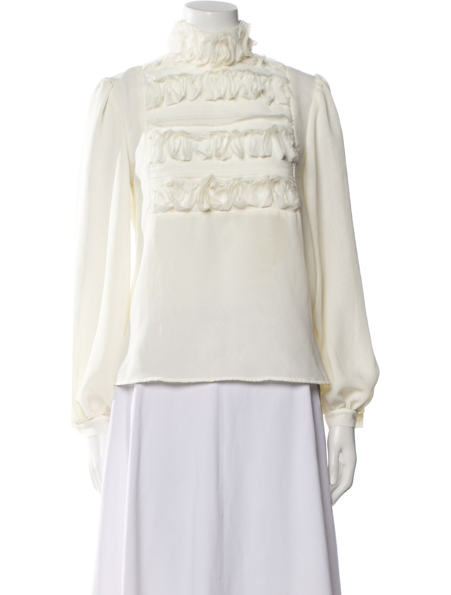 Anne Fontaine Mock Neck Long Sleeve Blouse