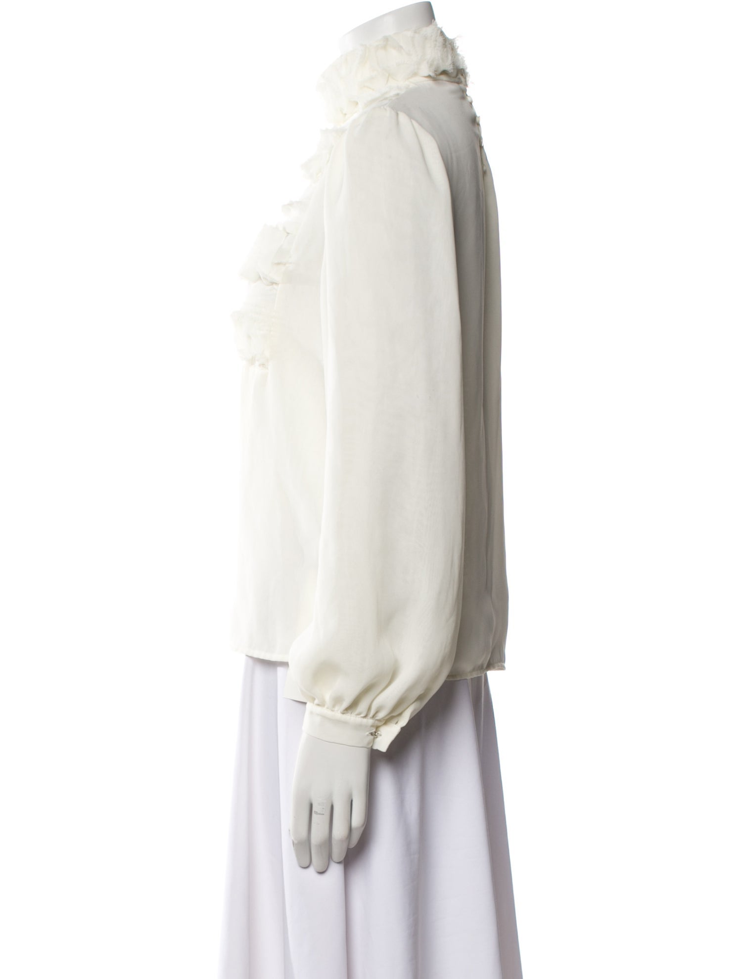 Anne Fontaine Mock Neck Long Sleeve Blouse