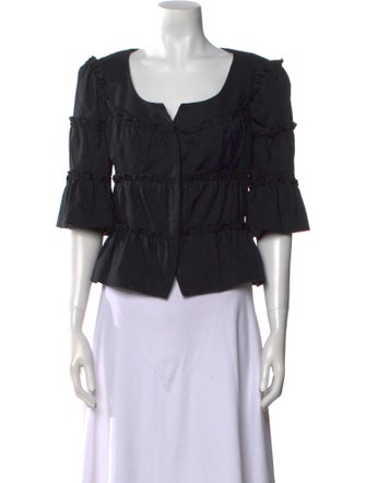 Anne Fontaine Square Neckline Three-Quarter Sleeve Crop Top