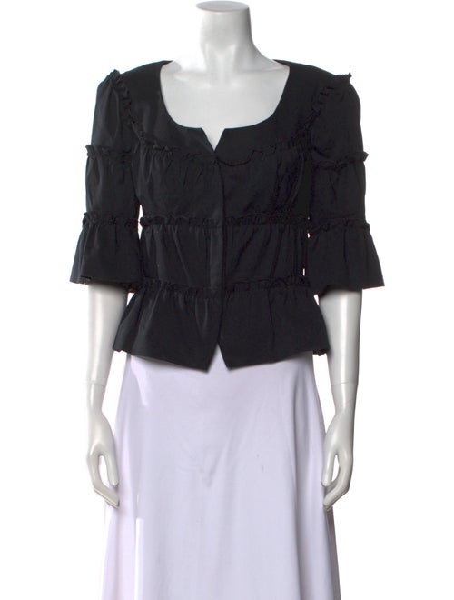 Anne Fontaine Square Neckline Three-Quarter Sleeve Crop Top