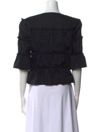 Anne Fontaine Square Neckline Three-Quarter Sleeve Crop Top