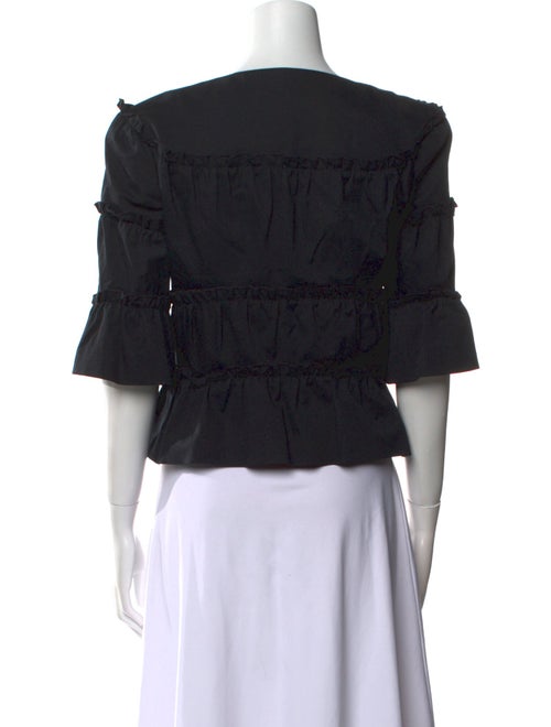 Anne Fontaine Square Neckline Three-Quarter Sleeve Crop Top