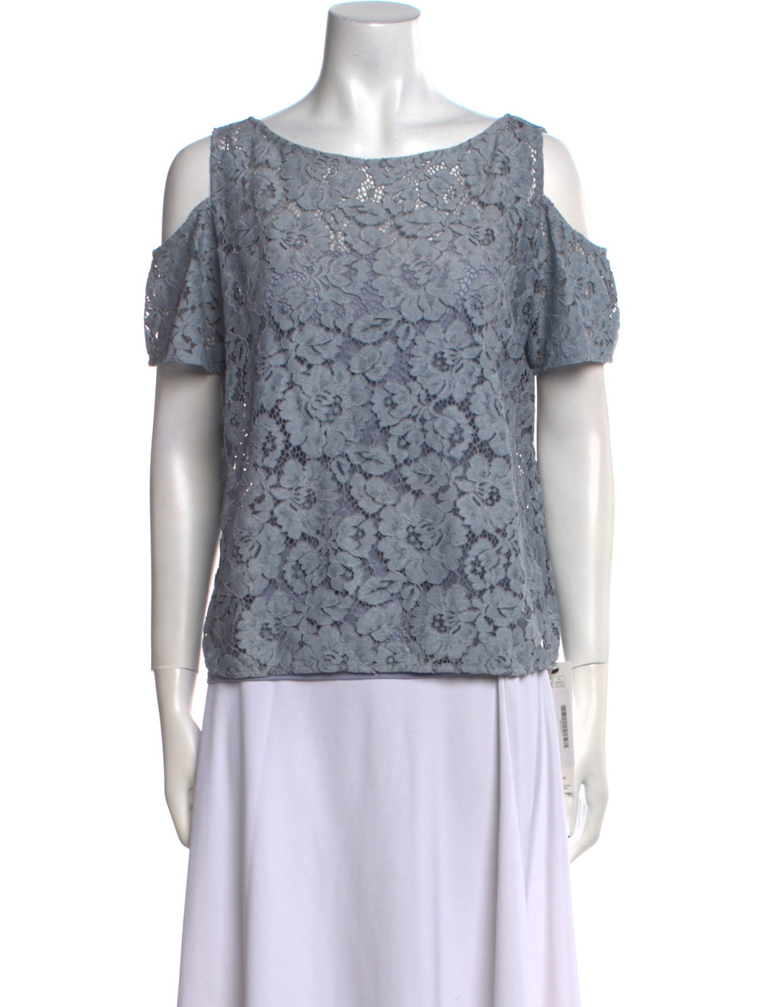 Anne Fontaine Lace Pattern Bateau Neckline Blouse