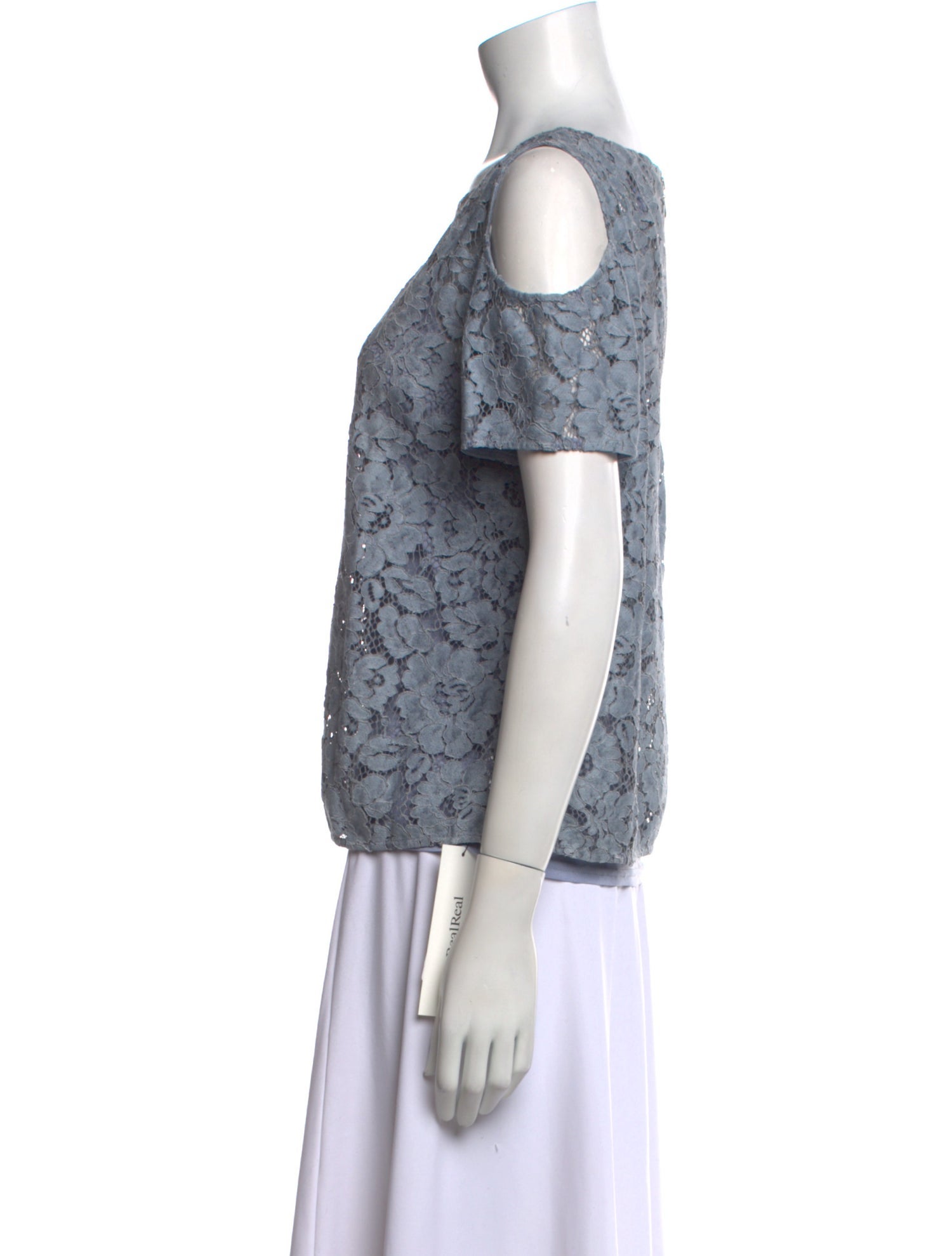 Anne Fontaine Lace Pattern Bateau Neckline Blouse