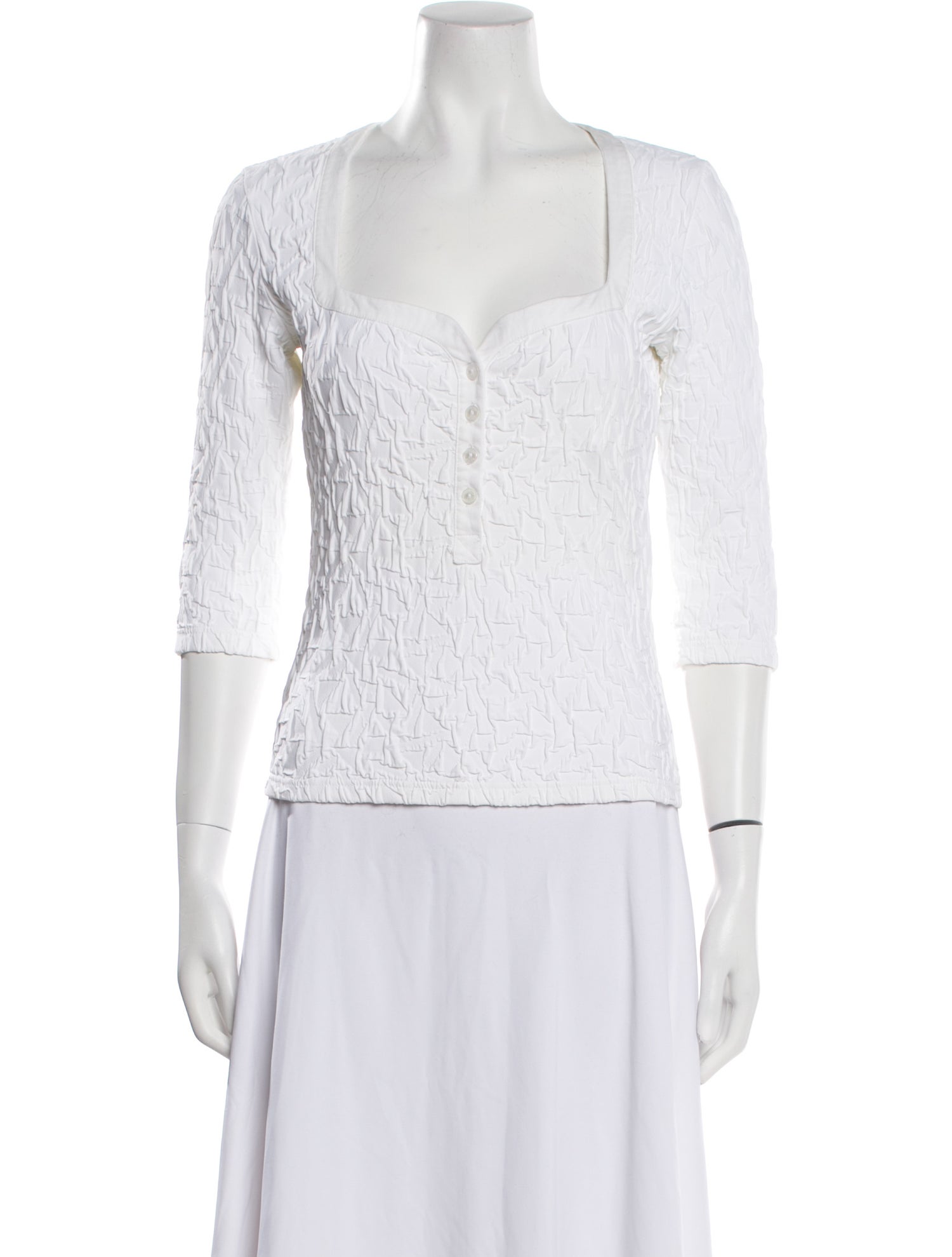 Anne Fontaine Square Neckline Three-Quarter Sleeve Top