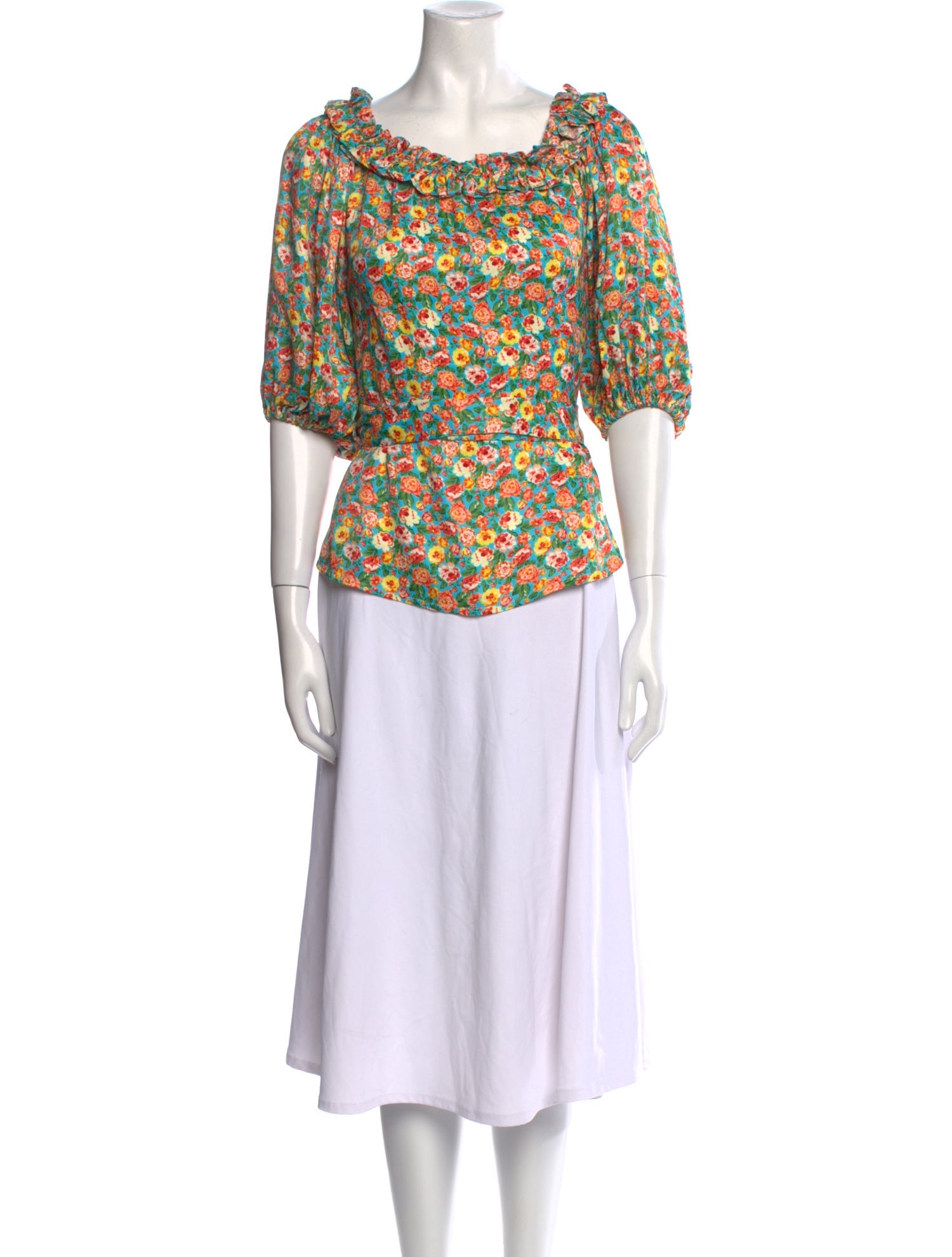 Anne Fontaine Floral Print Cowl Neck T-Shirt