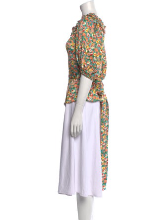 Anne Fontaine Floral Print Cowl Neck T-Shirt