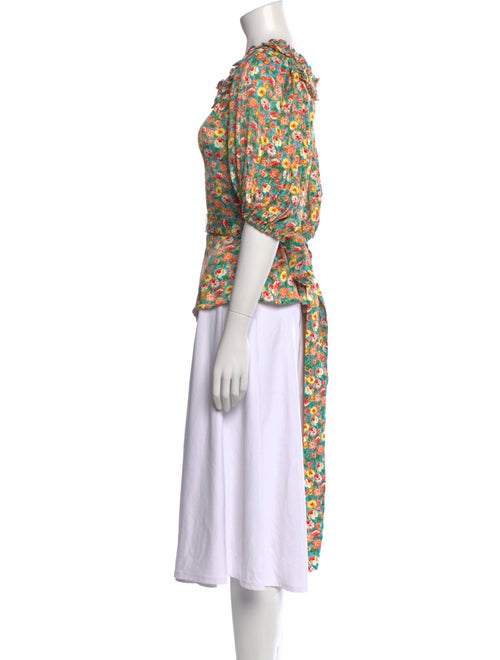 Anne Fontaine Floral Print Cowl Neck T-Shirt