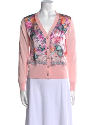 Anne Fontaine Floral Print V-Neck Sweater