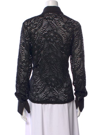 Anne Fontaine Lace Pattern Long Sleeve Button-Up Top