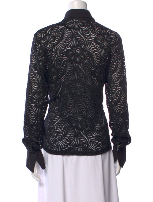 Anne Fontaine Lace Pattern Long Sleeve Button-Up Top