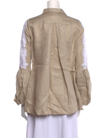 Anne Fontaine Linen Long Sleeve Button-Up Top