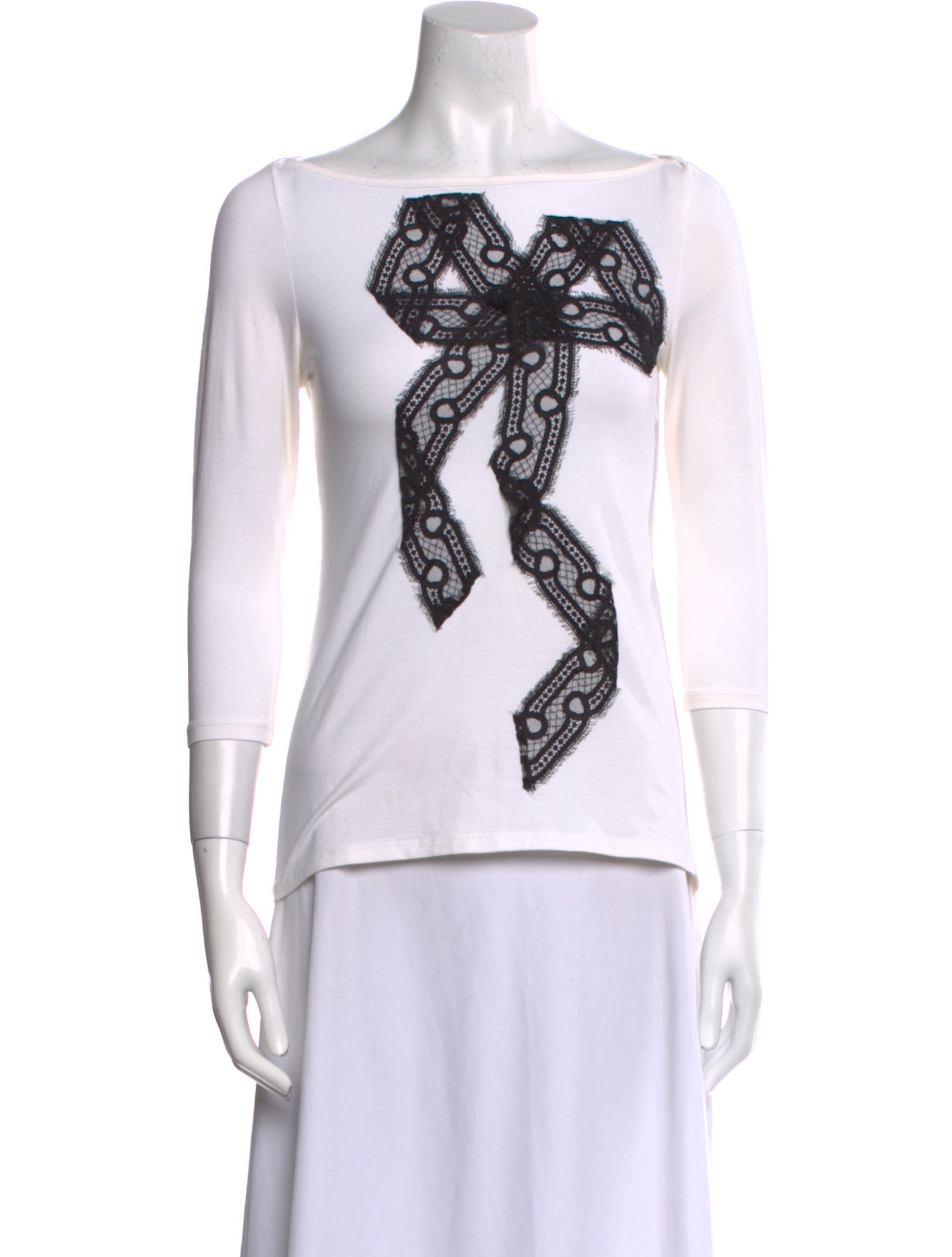 Anne Fontaine Graphic Print Bateau Neckline Top