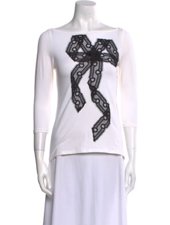 Anne Fontaine Graphic Print Bateau Neckline Top