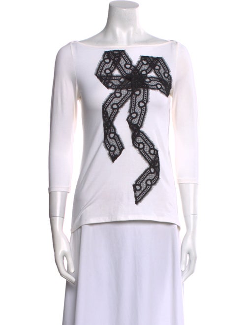 Anne Fontaine Graphic Print Bateau Neckline Top