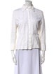 Anne Fontaine Lace Pattern Three-Quarter Sleeve Button-Up Top