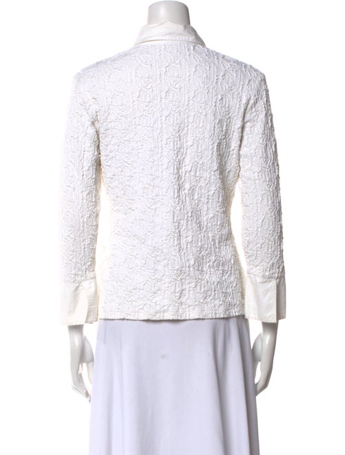 Anne Fontaine Lace Pattern Three-Quarter Sleeve Button-Up Top