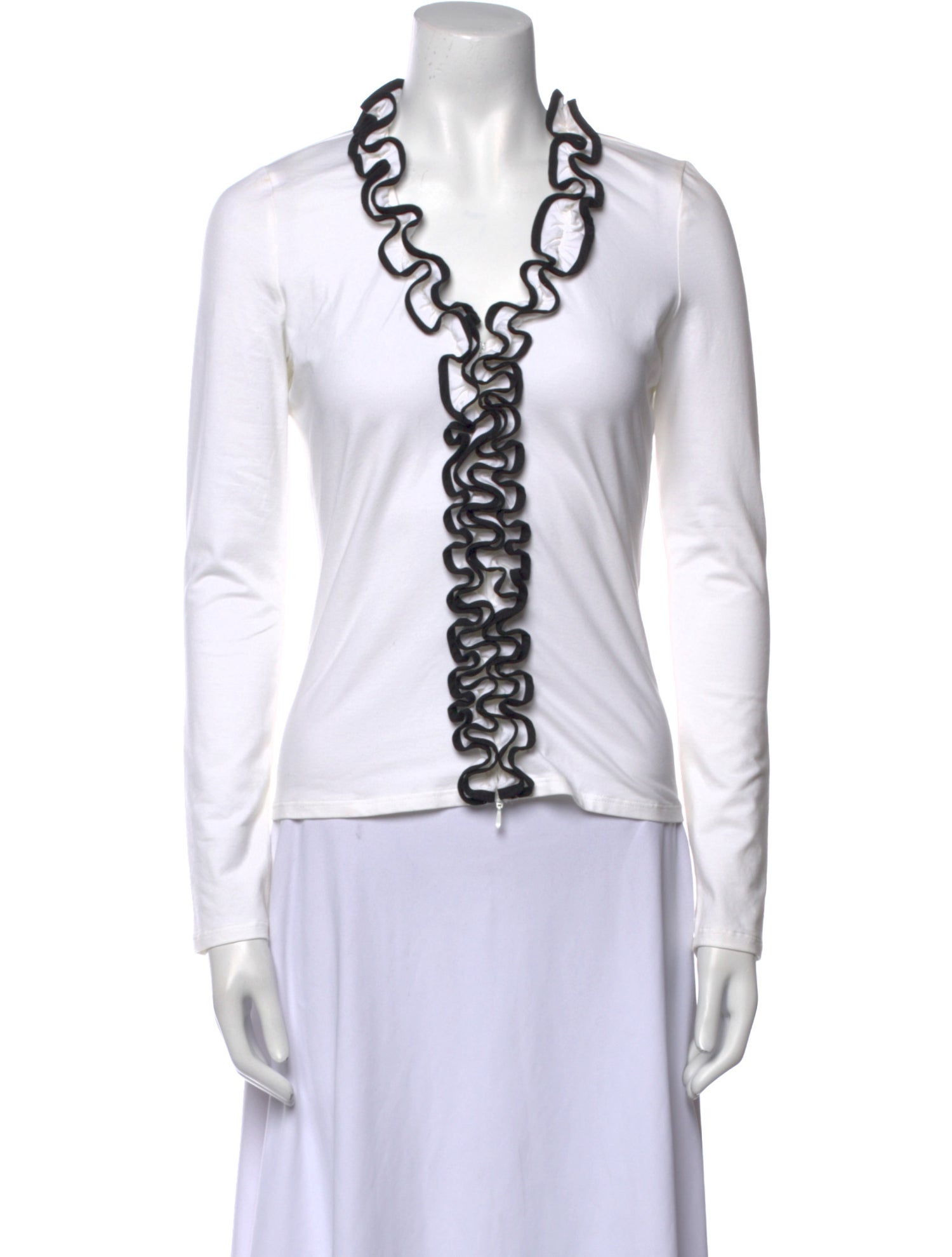 Anne Fontaine V-Neck Long Sleeve Crop Top