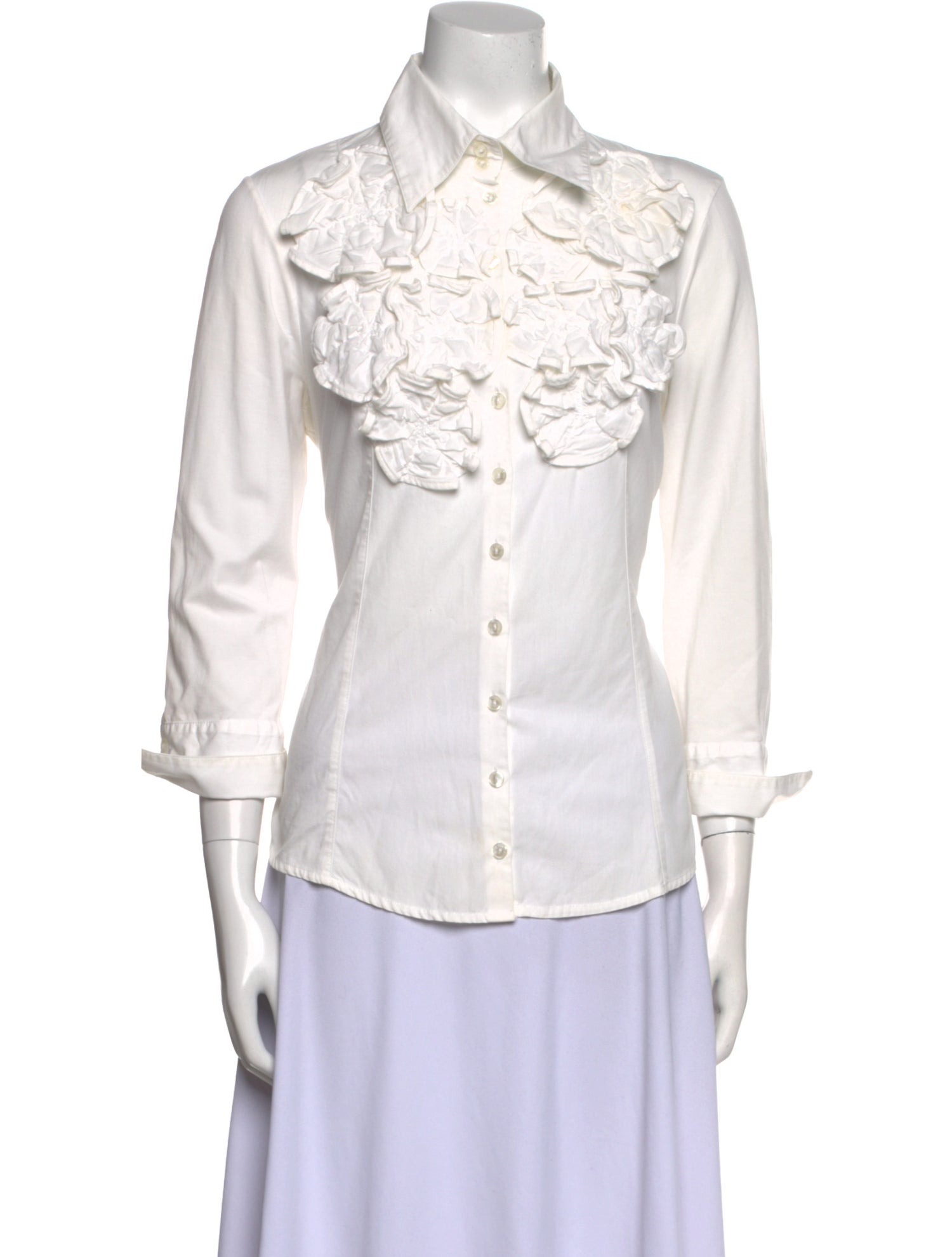 Anne Fontaine Three-Quarter Sleeve Button-Up Top