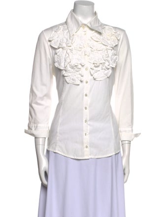 Anne Fontaine Three-Quarter Sleeve Button-Up Top