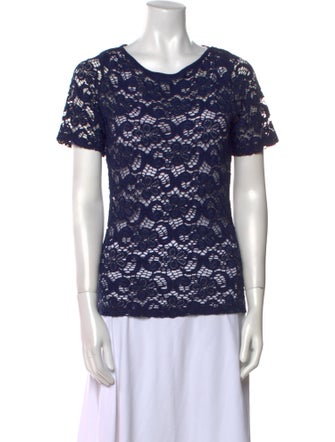 Anne Fontaine Lace Pattern Scoop Neck T-Shirt