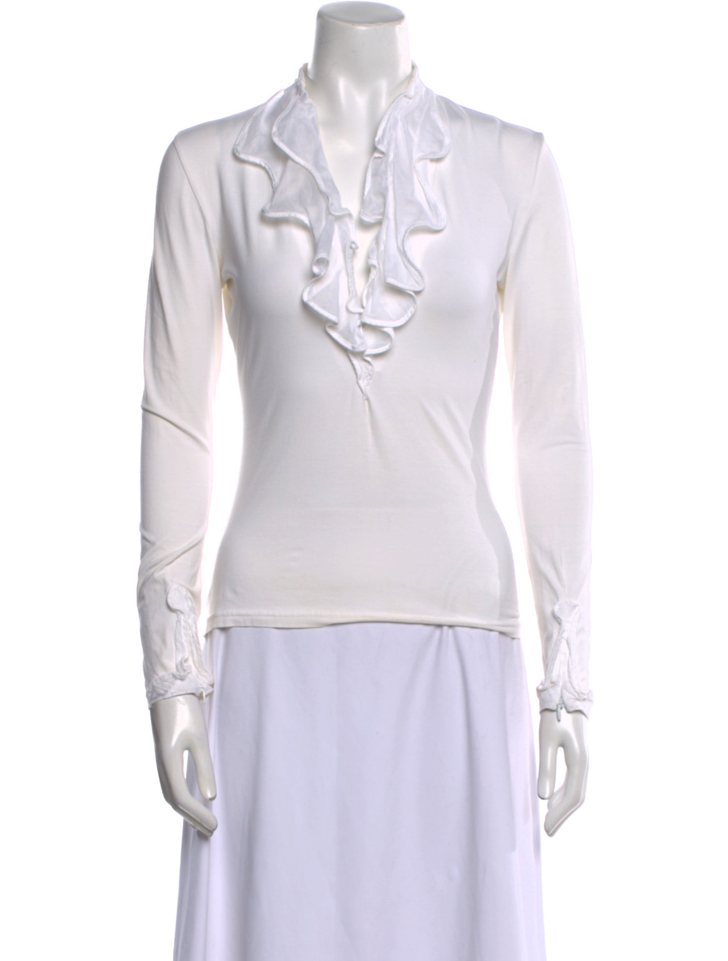 Anne Fontaine V-Neck Long Sleeve Top