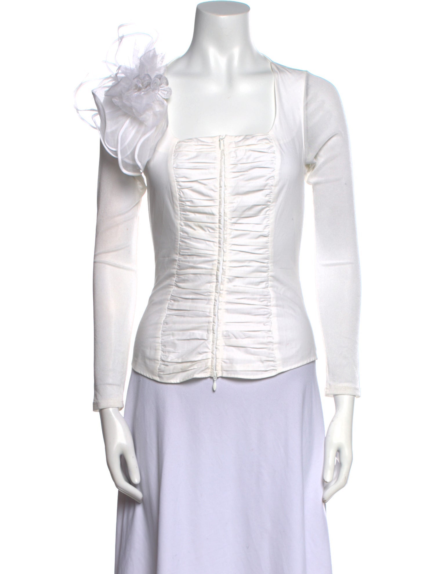 Anne Fontaine Square Neckline Long Sleeve Top